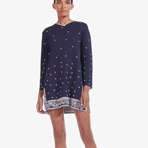 Staud dress mini knit navy white
